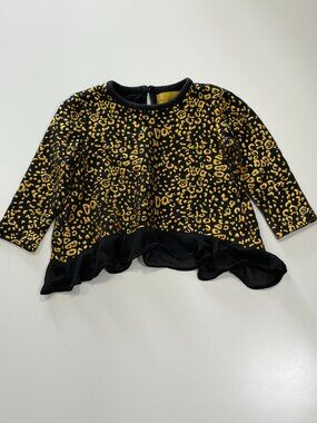 Nicole Miller Baby Sweater - 12M - Gold & Black Leopard Print